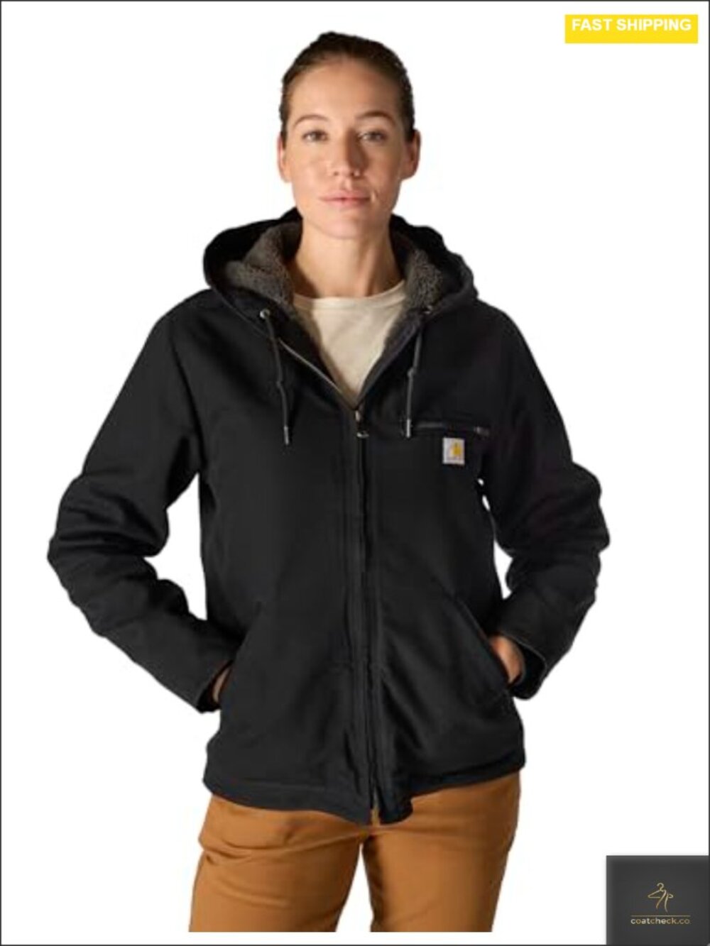Women's Washed Duck Sierra Jacket Sherpa Lined Work Coat